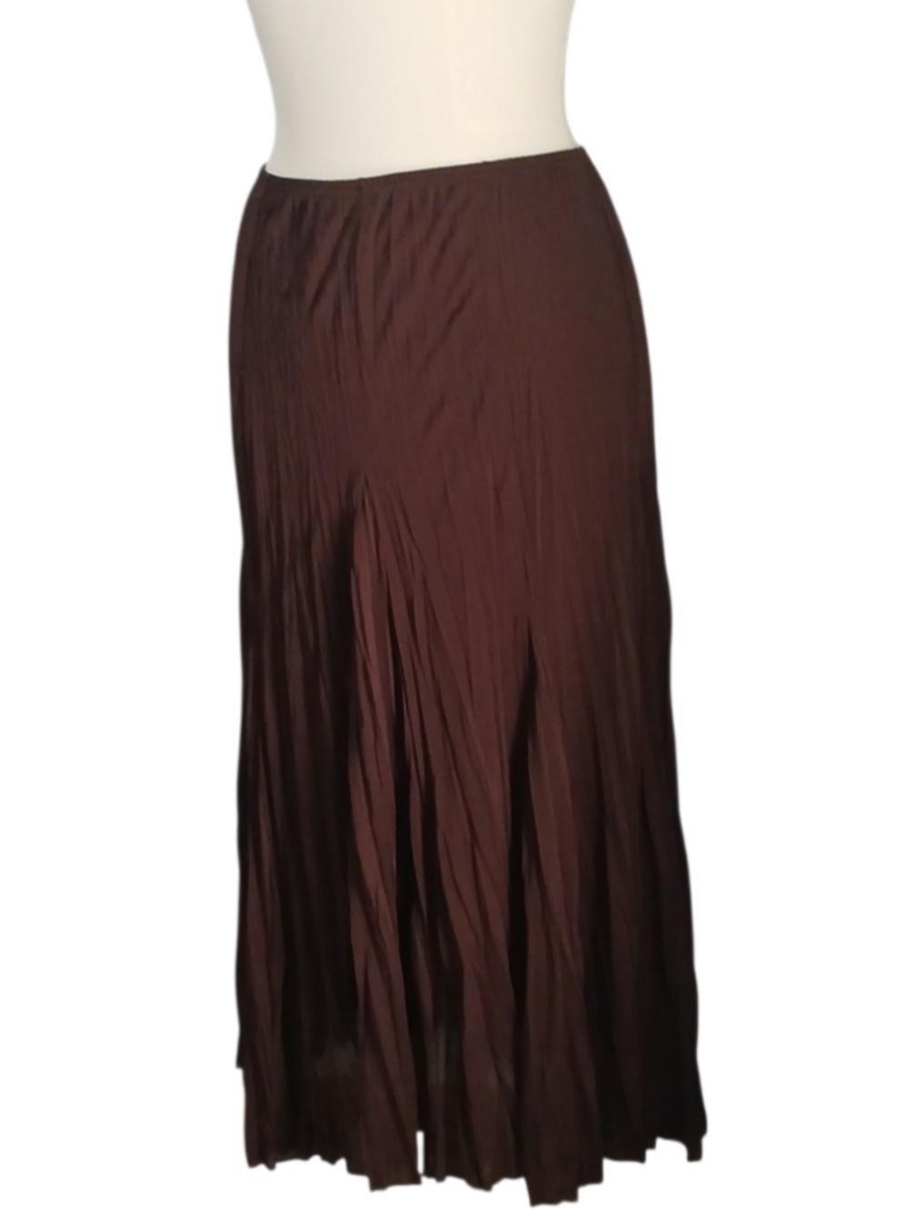 RAFAEL Brown Pleated Midi Skirt